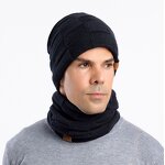 Hat Set - Manufacturer - Knit Scarf 2-Piece Windproof Fleece Lined Winter Warm Hat