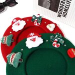Beret Hat - Manufacturer - Women Christmas Santa Tree Wool Artist Painter Beanie