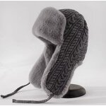 Beanie Hat - Manufacturer - Unisex Winter Cable Knit Fleece Lined Windproof Earflap Hat