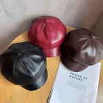 Beret - Manufacturer - Autumn Winter Man-Made Leather Octagonal Windproof Sun Hat