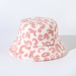 Bucket Hat - Manufacturer - Lambswool Leopard Print Winter Warm Fuzzy Ski Fisherman Cap