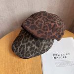Beret Hat - Manufacturer - Vintage Leopard Print Warm Cabbie Flat Cap for Fall Winter Women