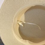 Boater Hat - Manufacturer - Women Straw Pearl Ribbon French Elegance Wide Brim Hat