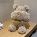 Beanie Hat - Manufacturer - Women Winter Fuzzy Lining Wool Warm Earflap Pom Pom Hat