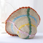 Bucket Hat - Manufacturer - Handmade Weave Flower Stripe Travel Panama Sun Hat