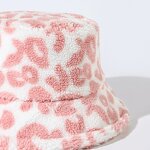 Bucket Hat - Manufacturer - Lambswool Leopard Print Winter Warm Fuzzy Ski Fisherman Cap