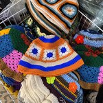 Bucket Hat - Manufacturer - Korean Style Hollow Flower Hand-Knit Contrast Stripe Warm Hat