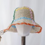 Bucket Hat - Manufacturer - Handmade Weave Flower Stripe Travel Panama Sun Hat