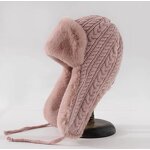 Beanie Hat - Manufacturer - Unisex Winter Cable Knit Fleece Lined Windproof Earflap Hat
