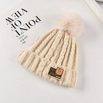 Beanie Hat - Manufacturer - Cable Knit Patch Kids Winter Warm Windproof Pom Pom Hat