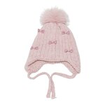 Beanie Hat - Manufacturer - Bow-embellished Pom Pom Women Solid Warm Knitted Skull Cap