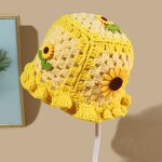 Bucket Hat - Manufacturer - Women Handmade Knit Floral Skull Cap Summer Beach Hat