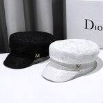 Beret Cap - Manufacturer - Summer Elegant Women Octagonal Metal Hollow Lace Baker Boy Hat