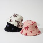 Bucket Hat - Manufacturer - Bow Jacquard Faux Shearling Women Furry Fisherman Cap