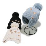 Beanie Hat - Manufacturer - Unisex Bear Embroidered Ear Covers Thick Cuffed Winter Hat