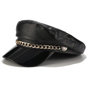 Beret Cap - Manufacturer - Women Metal Chain Decor Fiddler Baker Daily Outdoor Hat