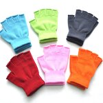 Gloves - Manufacturer - Fingerless Kids Winter Solid Color Knit Acrylic Gloves