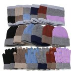 Hat Set - Manufacturer - Winter Outdoor Knit 3-Piece Hat Gloves Scarf Colorblock Set