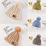 Beanie Hat - Manufacturer - Cable Knit Patch Kids Winter Warm Windproof Pom Pom Hat