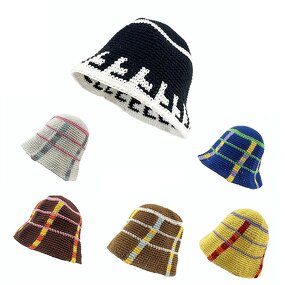 Beanie Hat - Manufacturer - New Striped Handmade Crochet Winter Hip Hop Bucket Hat