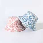 Bucket Hat - Manufacturer - Lambswool Leopard Print Winter Warm Fuzzy Ski Fisherman Cap