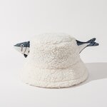 Bucket Hat - Manufacturer - Fish Decoration Faux Lambswool Cute Soft Fluffy Fisherman Cap