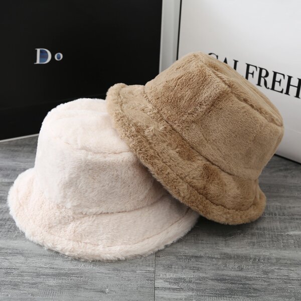 Bucket Hat - Manufacturer - Fluffy Faux Fur Winter Warm Travel Sports Ski Cap
