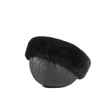 Docker Cap - Manufacturer - Black PU Leather Wool Lining Faux Fur Winter Thick Hat