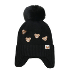 Beanie Hat - Manufacturer - Unisex Bear Embroidered Ear Covers Thick Cuffed Winter Hat