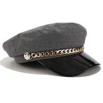 Beret Cap - Manufacturer - Women Metal Chain Decor Fiddler Baker Daily Outdoor Hat