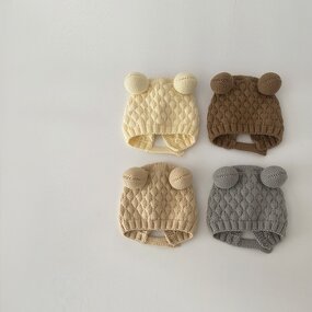 Beanie Hat - Manufacturer - Winter Newborn Baby Girls Bear Design Customizable Logo Hat
