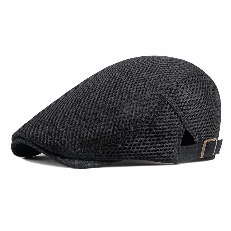 Flat Cap - Manufacturer - Unisex Adjustable Mesh Breathable 12 Solid Colour Newsboy Beret
