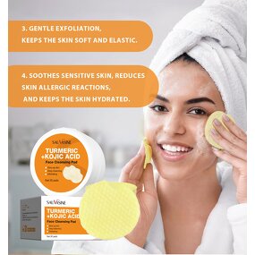 Face Cleanser Pad Manufacturer - Organic Turmeric Kojic Acid Private Label Wholesale Whitening Skin Cleansing Pads