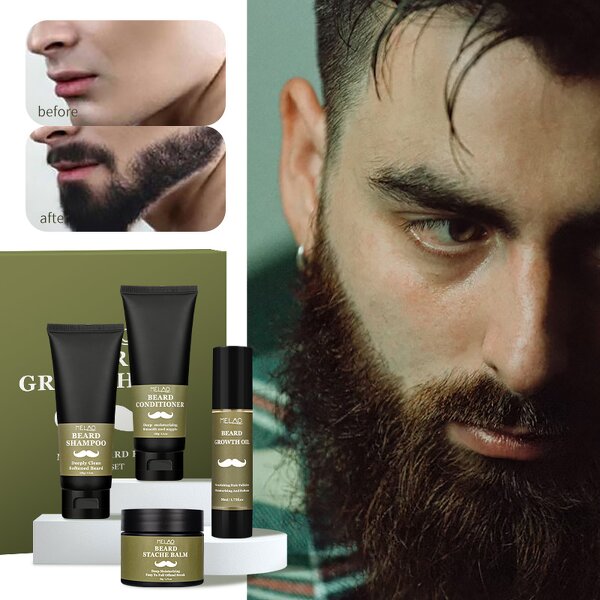 Beard Grooming Set Manufacturer - Private Label Men English Gift Set Shampoo Balm Oil Christmas Customized