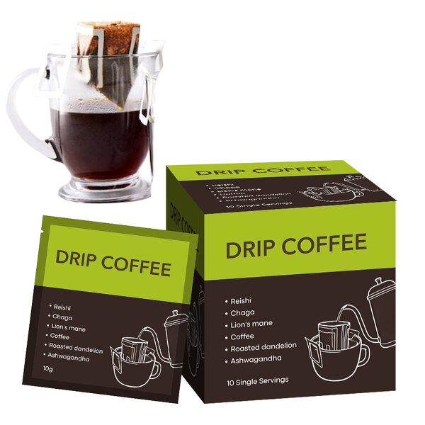 Mushroom Coffee Manufacturer - Private Label Hanging Ear Drip Dark Roast Dandelion Mushroom Coffee