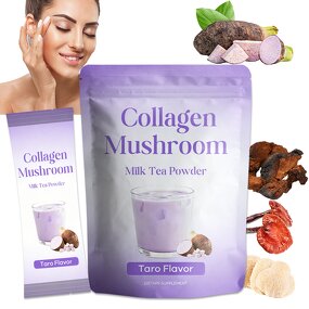 Collagen Mushroom Milk Tea Powder Manufacturer - Instant Taro Flavor Beauty Hydrolyzed Collagen
