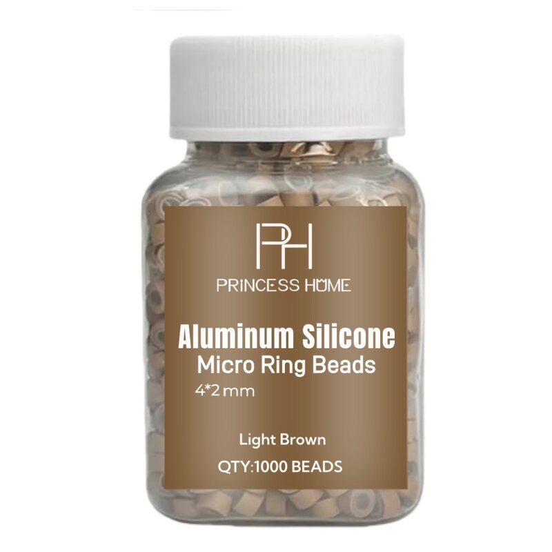 Hair Extension Beads Manufacturer - Custom Logo 1000pcs/bottle Seamless Silicone Lined Micro Ring Link 4*2*2mm