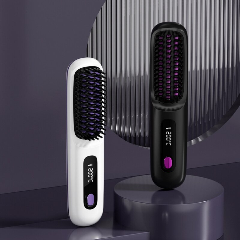 Hair Straightener Comb Manufacturer - Hair Curly Detangling Brush Professional Multifunctional 2 in 1 Anti-Scald