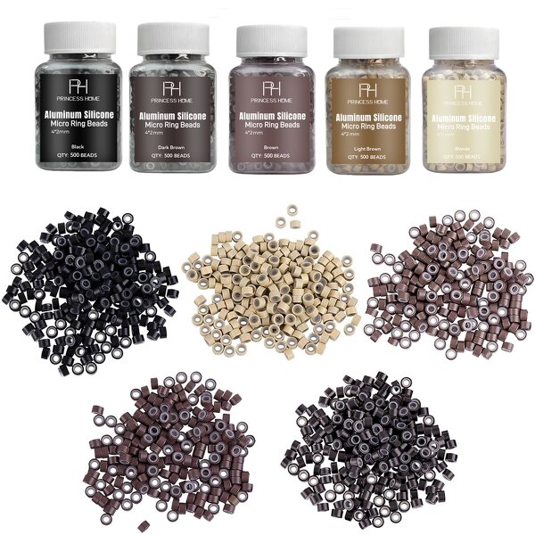 Hair Extension Beads Manufacturer - Wholesale 500pcs/bottle 4*2*2mm Micro Ring Aluminium Silicone Nano