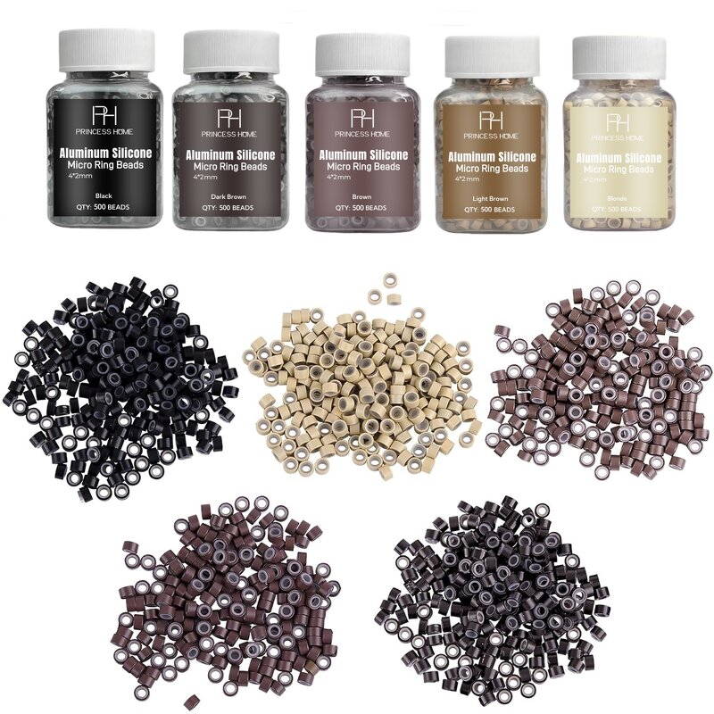 Hair Extension Beads Manufacturer - Wholesale 500pcs/bottle 4*2*2mm Micro Ring Aluminium Silicone Nano
