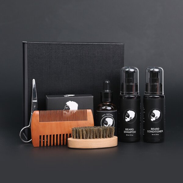 Beard Grooming Kit Manufacturer - Oil Balm Comb Brush - Healthy Facial Hair Beard Maintenance Solution