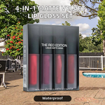 Lip Gloss Set Manufacturer - High Quality 4in1 Set of Long-Lasting Matte Velvet & Lip Glaze Waterproof Travel