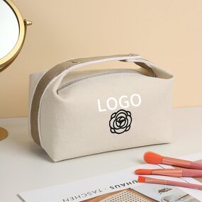 Makeup Bag Manufacturer - Custom Logo Portable Pink Canvas Light Weight Travel Organizer Pouch Toiletry