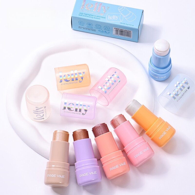 Highlighter Stick Manufacturer - 6 Colors Multipurpose Mineral Cream Waterproof Long Lasting Shimmer for Cheeks Lips