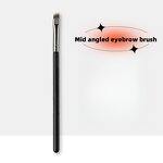 Eyebrow Brush Manufacturer - Diagonal Synthetic Hair Shiny Smooth Black Wooden Handle Silver Aluminum Hoop