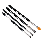 Eyebrow Brush Manufacturer - Diagonal Synthetic Hair Shiny Smooth Black Wooden Handle Silver Aluminum Hoop