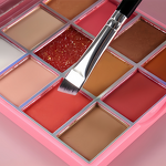 Eyebrow Brush Manufacturer - Diagonal Synthetic Hair Shiny Smooth Black Wooden Handle Silver Aluminum Hoop