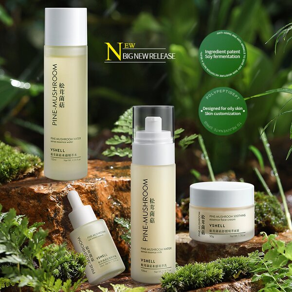Skin Care Set Manufacturer - OEM/ODM Organic Natural Whitening Anti-Aging Acne Treatment Serum Toner Mist Cream Mushroom Extract
