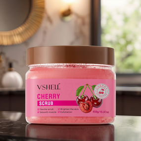 Body Scrub Manufacturer - Cherry Shea Butter Sea Salt Natural Vitamin C Hyaluronic Acid Whitening Exfoliating Cream