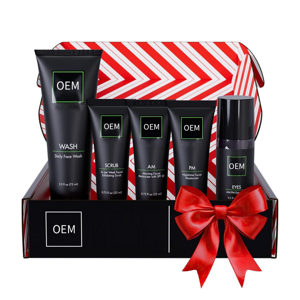Skin Care Set Manufacturer - Men's Advanced Routine with Face Wash Scrub Two Moisturizers Eye Cream for Hydrated Skin